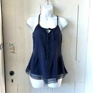 Old Navy Pintuck Lace Peplum Tank Top